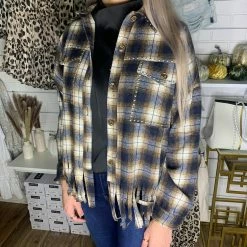 BIBI FRINGE FLANNEL SHIRT JACKET 22 BIBI FRINGE FLANNEL SHIRT JACKET