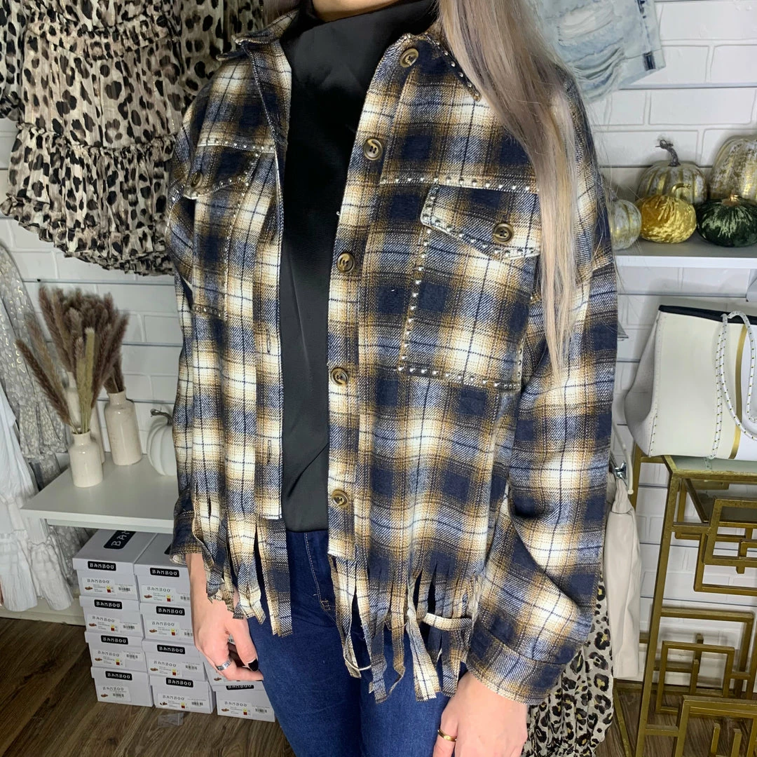 BIBI FRINGE FLANNEL SHIRT JACKET 10 BIBI FRINGE FLANNEL SHIRT JACKET