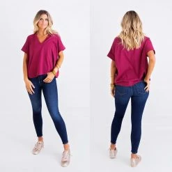 KARLIE CLOTHING KACI BERRY VNECK TOP 11 KARLIE CLOTHING KACI BERRY VNECK TOP