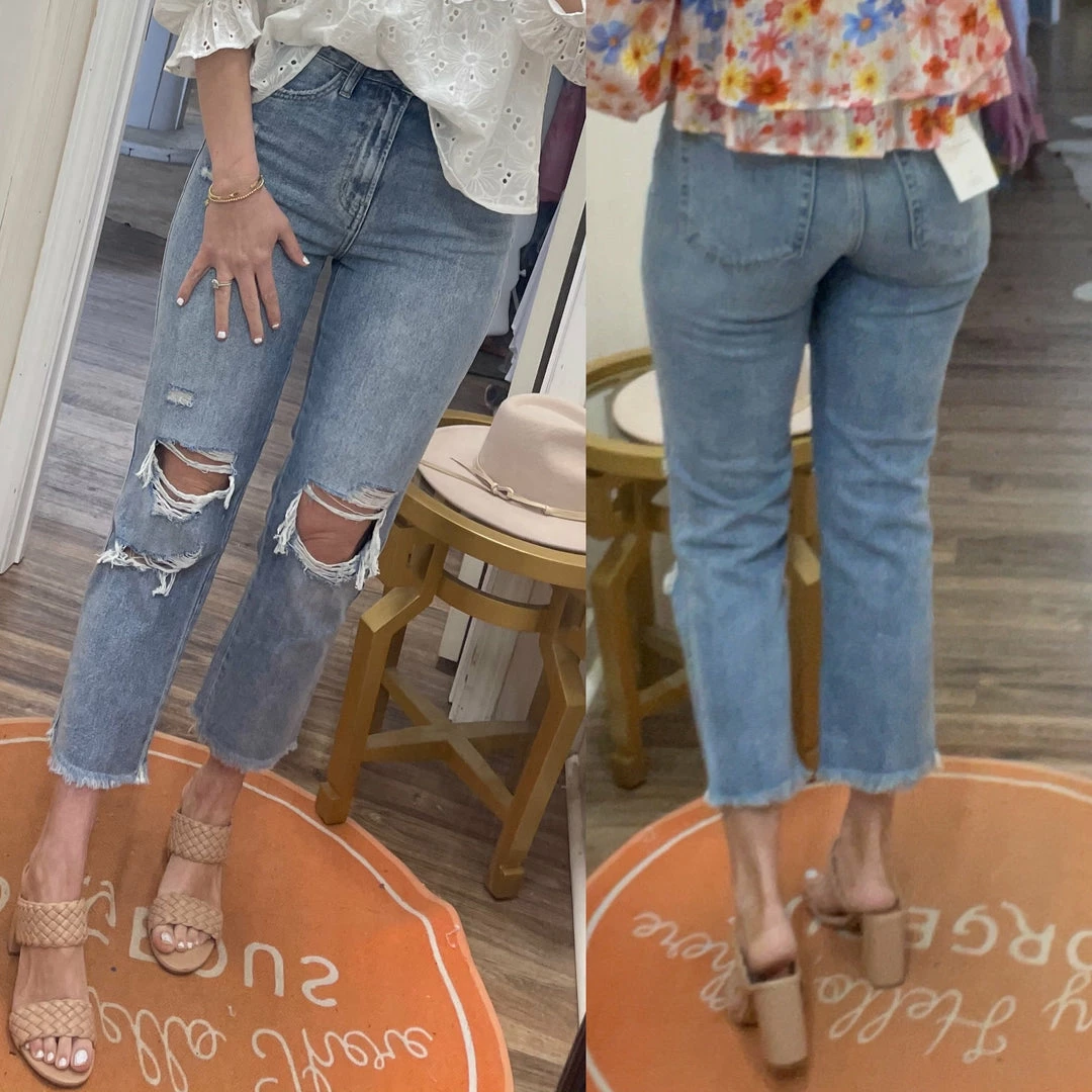 Flying Monkey ADDY DISTRESSED RELAXED STRAIGHT DENIM 1 Flying Monkey ADDY DISTRESSED RELAXED STRAIGHT DENIM