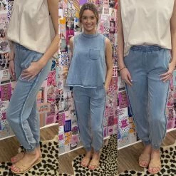 KARLIE WHAT'S NEW CHAMBRAY JOGGER