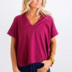 KARLIE CLOTHING KACI BERRY VNECK TOP 15 KARLIE CLOTHING KACI BERRY VNECK TOP