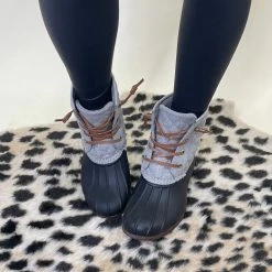 LET'S SEE STYLE HEATHER GREY DUCK BOOT SHOES