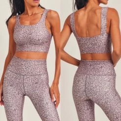 MONO B. PINK GOLD SHIMMER LEOPARD SPORTS BRA WHAT'S NEW