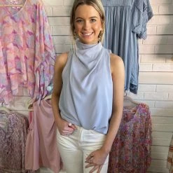 Entro KERI BLUE COWL NECK TOP CLOTHING 7 Entro KERI BLUE COWL NECK TOP CLOTHING