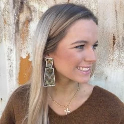 Uptown Ellie Boutique CHEVRON TRAPEZOID EARRINGS JEWELRY