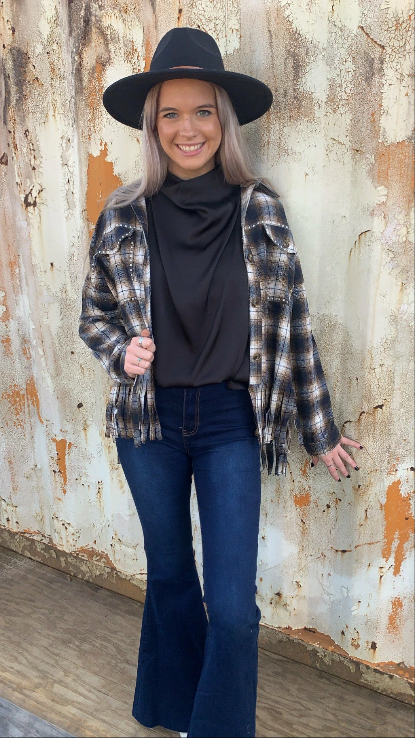 BIBI FRINGE FLANNEL SHIRT JACKET 3 BIBI FRINGE FLANNEL SHIRT JACKET