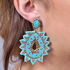 CAROLINE HILL STARBURST SEED BEAD EARRINGS JEWELRY