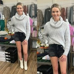 NEWBURY KUSTOMS CLOTHING FUZZY COWL NECK SWEATER