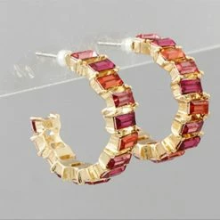 GOLDEN STELLA BAGUETTE HOOPS JEWELRY