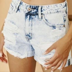 KAN CAN BRITT ACID WASHED DENIM SHORTS