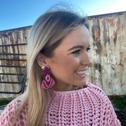 GOLDEN STELLA OVAL TRIANGLE BEADED EARRINGS JEWELRY