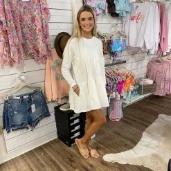 KARLIE WHAT'S NEW IVORY LONG SLV RUFFLE TIER DRESS