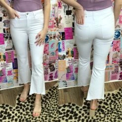 JUST BLACK DESTINY WHITE CROP FLARE DENIM WHAT'S NEW