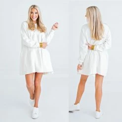 KARLIE WHAT'S NEW IVORY LONG SLV RUFFLE TIER DRESS
