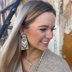 Uptown Ellie Boutique CHEVRON TRAPEZOID EARRINGS JEWELRY