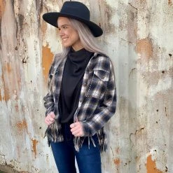 BIBI FRINGE FLANNEL SHIRT JACKET 17 BIBI FRINGE FLANNEL SHIRT JACKET