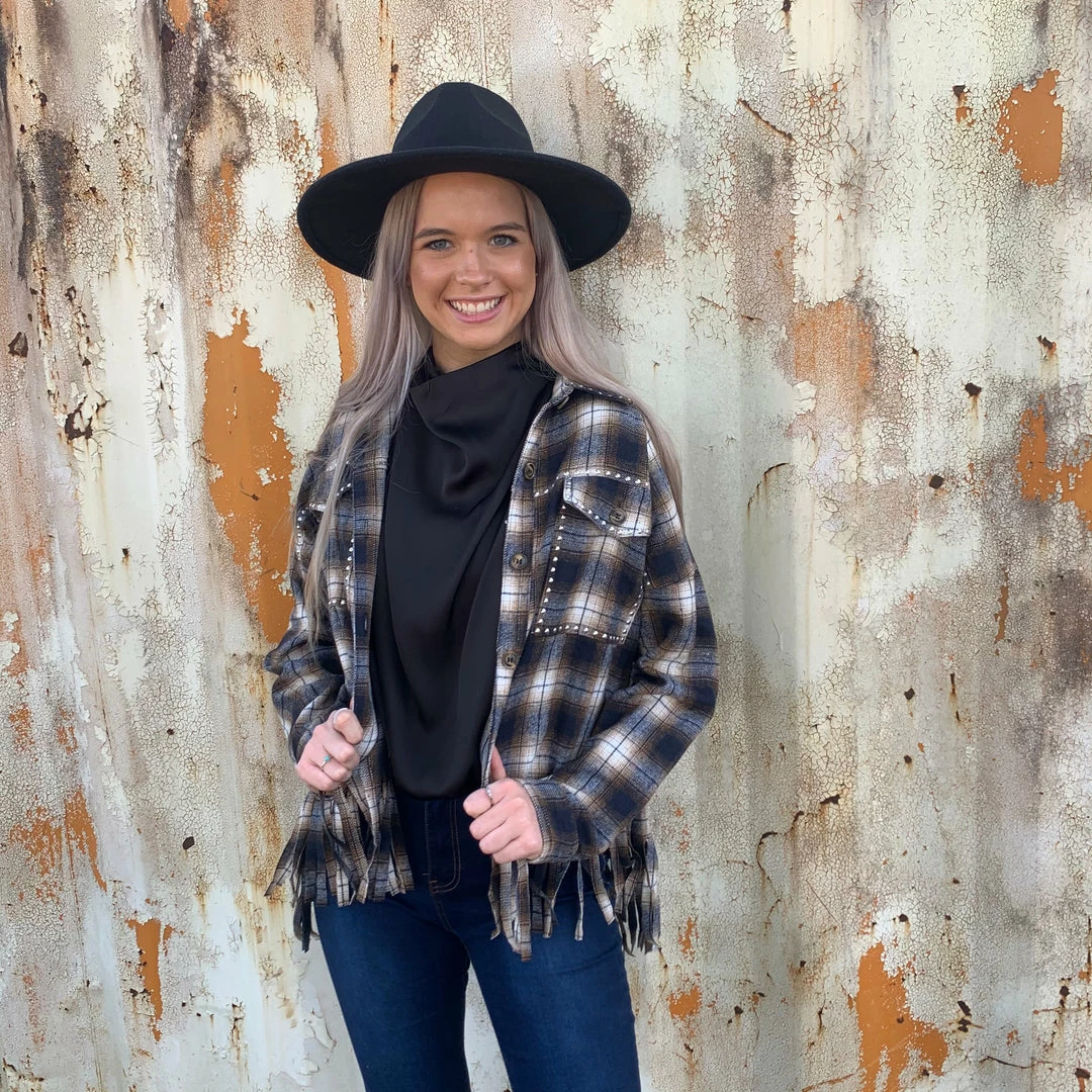 BIBI FRINGE FLANNEL SHIRT JACKET 1 BIBI FRINGE FLANNEL SHIRT JACKET