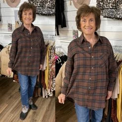 LA MIEL RACHEL PLAID BROWN SHIRT