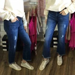 RISEN WHAT'S NEW KAYCI MID RISE ANKLE FLARE DENIM