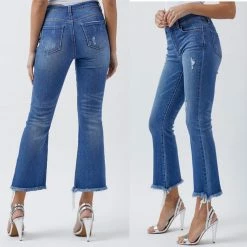 RISEN WHAT'S NEW KAYCI MID RISE ANKLE FLARE DENIM