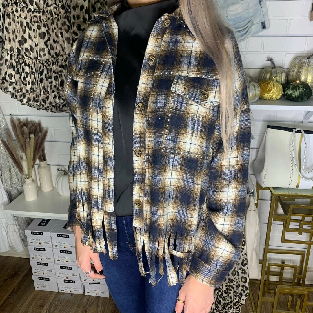 BIBI FRINGE FLANNEL SHIRT JACKET 8 BIBI FRINGE FLANNEL SHIRT JACKET