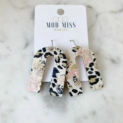 MOD MISS JEWELRY JEWELRY LEATHER CORK EARRINGS