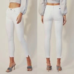 KAN CAN WHAT'S NEW JULIE ANKLE SLIT FRAY SKINNY