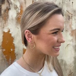 GOLDEN STELLA JEWELRY CIRCLE SNAKE CHAIN EARRINGS