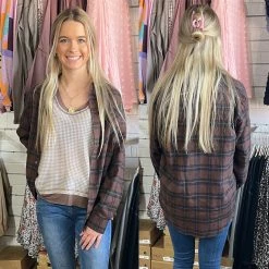 LA MIEL RACHEL PLAID BROWN SHIRT