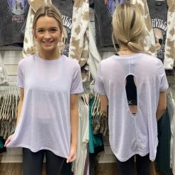 MONO B. WHAT'S NEW LAVENDER RIBBED KEYHOLE SHIRT