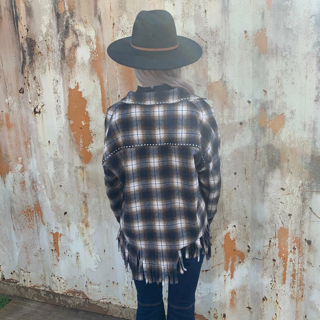 BIBI FRINGE FLANNEL SHIRT JACKET 6 BIBI FRINGE FLANNEL SHIRT JACKET