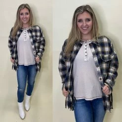 BIBI FRINGE FLANNEL SHIRT JACKET 25 BIBI FRINGE FLANNEL SHIRT JACKET