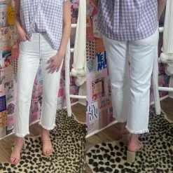 KAN CAN WHAT'S NEW TRINITY WHITE STRAIGHT FRAY DENIM