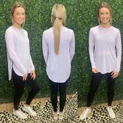 MONO B. LAVENDER RIBBED LONG SLV WHAT'S NEW