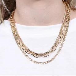 CAROLINE HILL JAJUBE LAYERED LINK NECKLACE JEWELRY