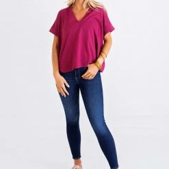 KARLIE CLOTHING KACI BERRY VNECK TOP 12 KARLIE CLOTHING KACI BERRY VNECK TOP