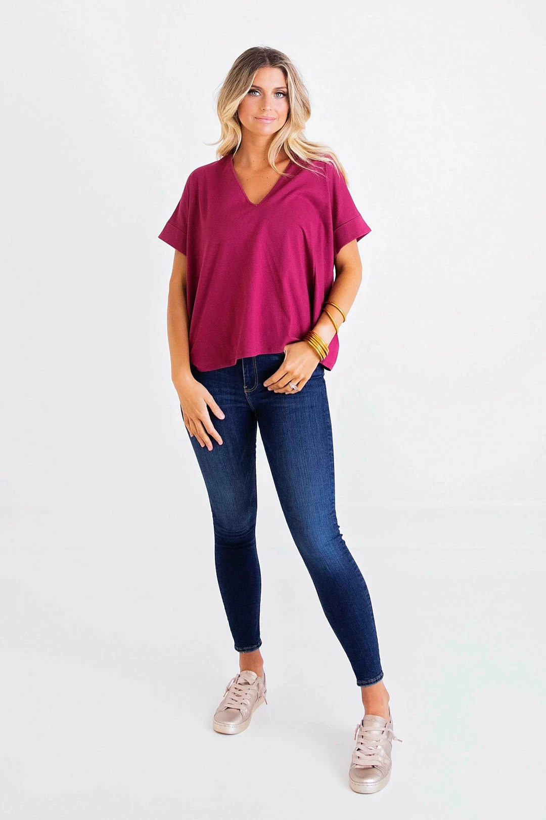 KARLIE CLOTHING KACI BERRY VNECK TOP 5 KARLIE CLOTHING KACI BERRY VNECK TOP
