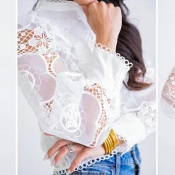 Karlie WHITE LACE RUFFLE TOP