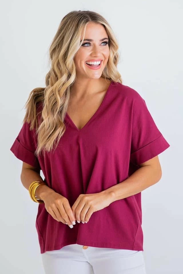 KARLIE CLOTHING KACI BERRY VNECK TOP 2 KARLIE CLOTHING KACI BERRY VNECK TOP