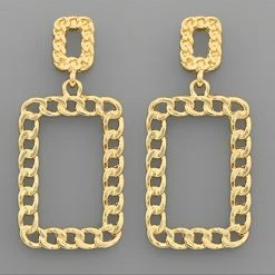 GOLDEN STELLA GOLD RECTANGLE CHAIN EARRINGS