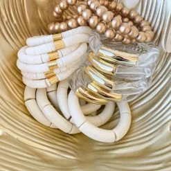 MOD MISS JEWELRY GOLD WOOD BEAD BRACELET