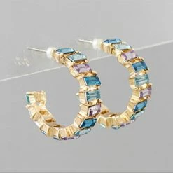 GOLDEN STELLA BAGUETTE HOOPS JEWELRY
