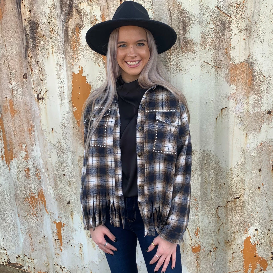 BIBI FRINGE FLANNEL SHIRT JACKET 2 BIBI FRINGE FLANNEL SHIRT JACKET