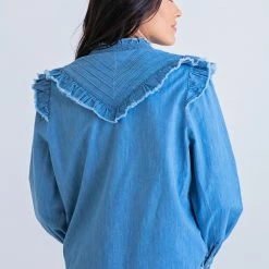 KARLIE LAYLA DENIM RUFFLE SHIRT WHAT'S NEW