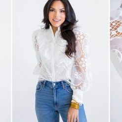 Karlie WHITE LACE RUFFLE TOP