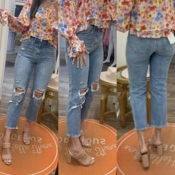 Flying Monkey ADDY DISTRESSED RELAXED STRAIGHT DENIM